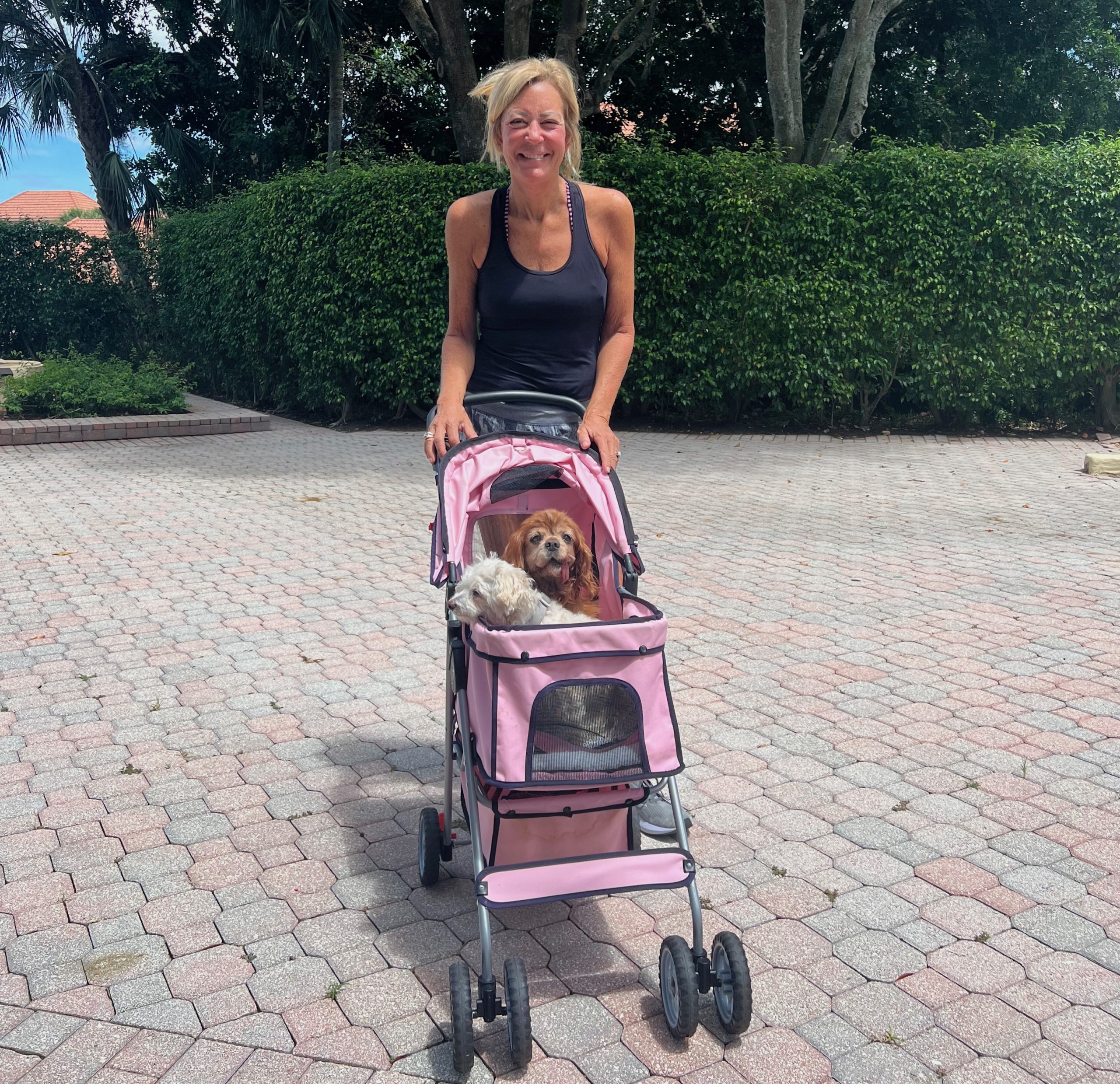 Andrea Hayes MD walking her dogs